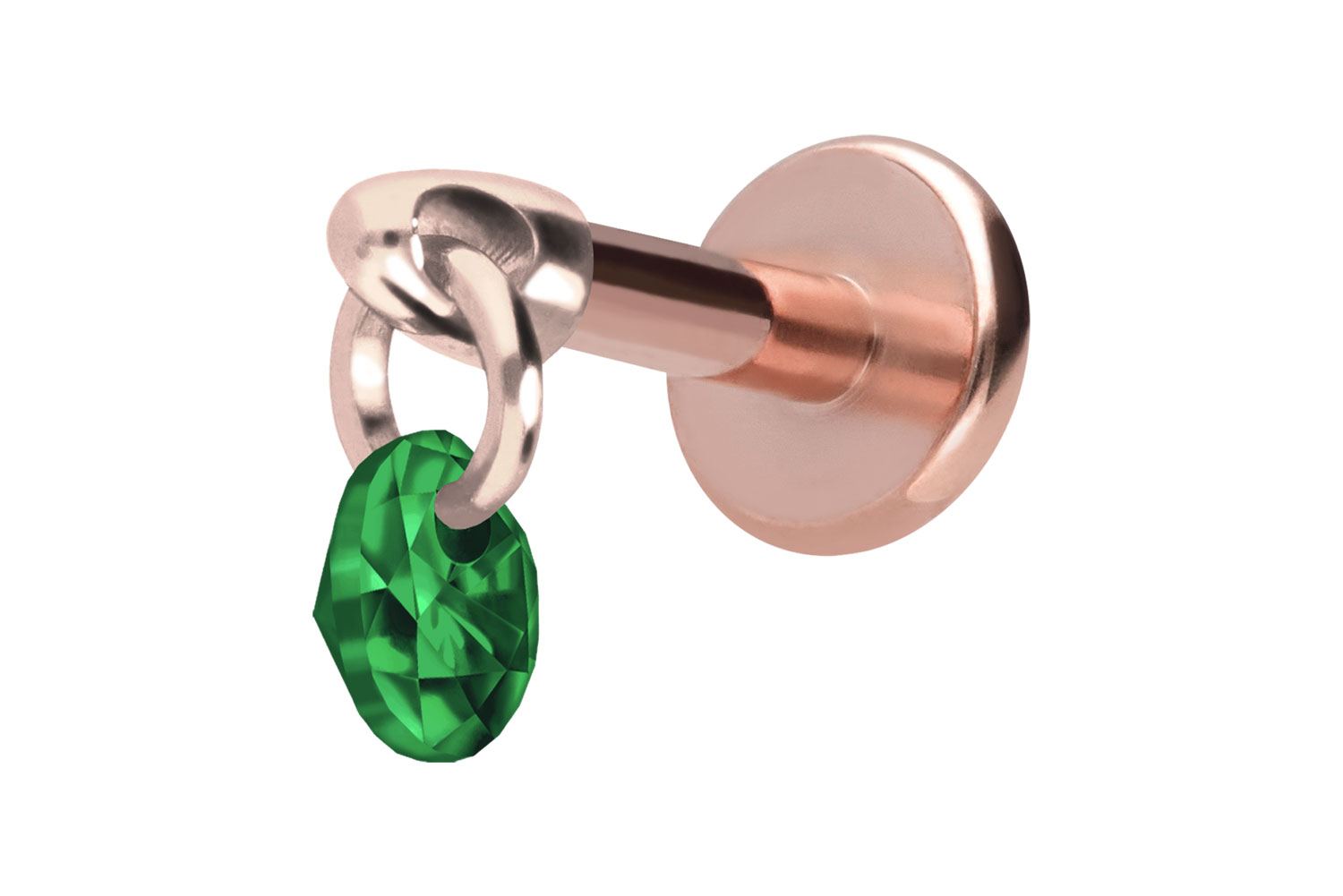 Titan Labret Piercing mit Innengewinde RUNDER KRISTALL